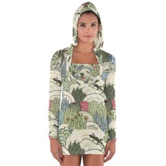 Playful Cactus Desert Landscape Illustrated Seamless Pattern Long Sleeve Hooded T-shirt by Grandong