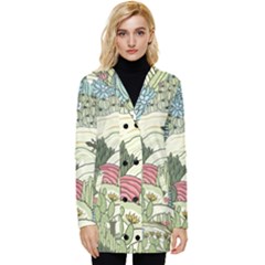 Playful Cactus Desert Landscape Illustrated Seamless Pattern Button Up Hooded Coat  by Grandong