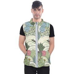 Playful Cactus Desert Landscape Illustrated Seamless Pattern Men s Puffer Vest by Grandong