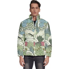 Playful Cactus Desert Landscape Illustrated Seamless Pattern Men s Puffer Bubble Jacket Coat by Grandong