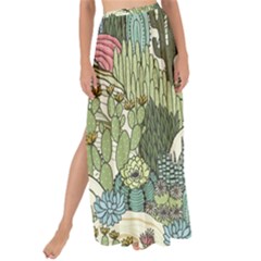 Playful Cactus Desert Landscape Illustrated Seamless Pattern Maxi Chiffon Tie-up Sarong by Grandong