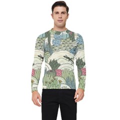 Playful Cactus Desert Landscape Illustrated Seamless Pattern Men s Long Sleeve Rash Guard by Grandong