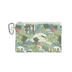 Playful Cactus Desert Landscape Illustrated Seamless Pattern Canvas Cosmetic Bag (small) by Grandong