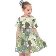 Playful Cactus Desert Landscape Illustrated Seamless Pattern Kids  Sailor Dress by Grandong