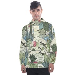 Playful Cactus Desert Landscape Illustrated Seamless Pattern Men s Front Pocket Pullover Windbreaker by Grandong