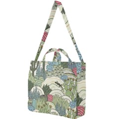 Playful Cactus Desert Landscape Illustrated Seamless Pattern Square Shoulder Tote Bag by Grandong