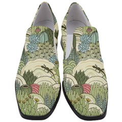 Playful Cactus Desert Landscape Illustrated Seamless Pattern Women Slip On Heel Loafers by Grandong