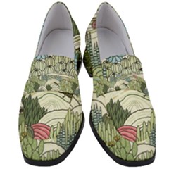 Playful Cactus Desert Landscape Illustrated Seamless Pattern Women s Chunky Heel Loafers by Grandong