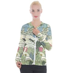 Playful Cactus Desert Landscape Illustrated Seamless Pattern Casual Zip Up Jacket by Grandong