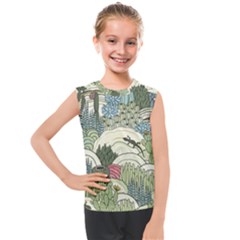 Playful Cactus Desert Landscape Illustrated Seamless Pattern Kids  Mesh Tank Top by Grandong