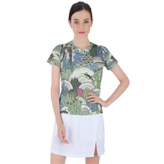 Playful Cactus Desert Landscape Illustrated Seamless Pattern Women s Sports Top by Grandong