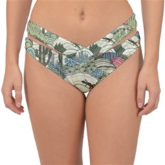 Playful Cactus Desert Landscape Illustrated Seamless Pattern Double Strap Halter Bikini Bottoms by Grandong