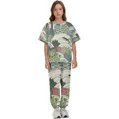 Playful Cactus Desert Landscape Illustrated Seamless Pattern Kids  T-shirt And Pants Sports Set by Grandong