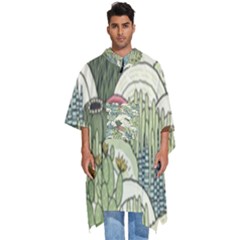 Playful Cactus Desert Landscape Illustrated Seamless Pattern Men s Hooded Rain Ponchos by Grandong