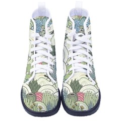 Playful Cactus Desert Landscape Illustrated Seamless Pattern Women s High-top Canvas Sneakers by Grandong