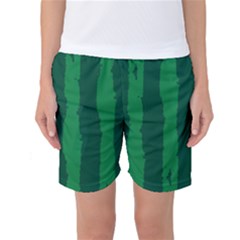 Green Seamless Watermelon Skin Pattern Women s Basketball Shorts by Grandong