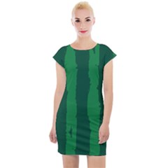 Green Seamless Watermelon Skin Pattern Cap Sleeve Bodycon Dress by Grandong