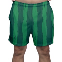 Green Seamless Watermelon Skin Pattern Men s Shorts by Grandong