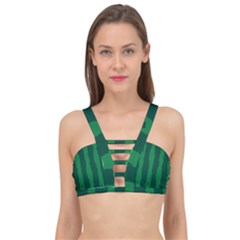 Green Seamless Watermelon Skin Pattern Cage Up Bikini Top