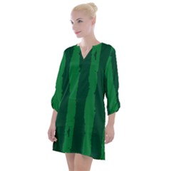 Green Seamless Watermelon Skin Pattern Open Neck Shift Dress by Grandong