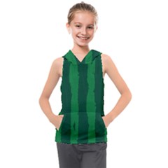 Green Seamless Watermelon Skin Pattern Kids  Sleeveless Hoodie by Grandong