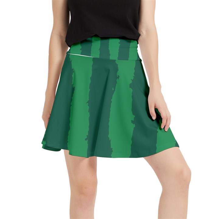 Green Seamless Watermelon Skin Pattern Waistband Skirt