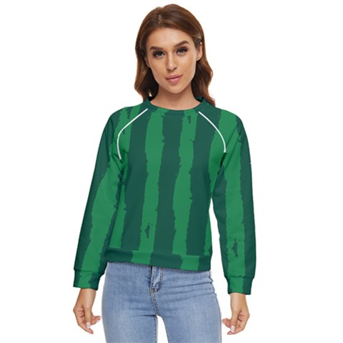 Green Seamless Watermelon Skin Pattern Women s Long Sleeve Raglan T-shirt by Grandong