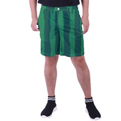 Green Seamless Watermelon Skin Pattern Men s Pocket Shorts by Grandong