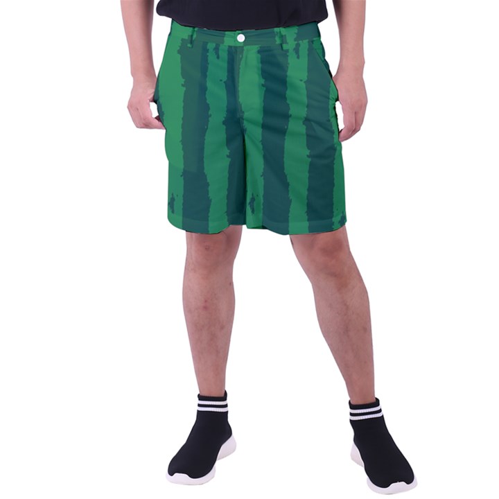 Green Seamless Watermelon Skin Pattern Men s Pocket Shorts