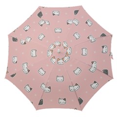 Cute Cat Cartoon Doodle Seamless Pink Pattern Straight Umbrellas by Grandong