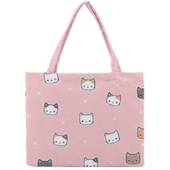 Cute Cat Cartoon Doodle Seamless Pink Pattern Mini Tote Bag by Grandong