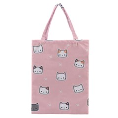 Cute Cat Cartoon Doodle Seamless Pink Pattern Classic Tote Bag by Grandong