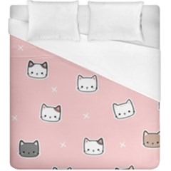 Cute Cat Cartoon Doodle Seamless Pink Pattern Duvet Cover (king Size) by Grandong