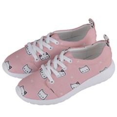 Cute Cat Cartoon Doodle Seamless Pink Pattern Women s Lightweight Sports Shoes by Grandong