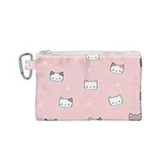 Cute Cat Cartoon Doodle Seamless Pink Pattern Canvas Cosmetic Bag (small) by Grandong