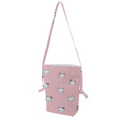 Cute Cat Cartoon Doodle Seamless Pink Pattern Folding Shoulder Bag by Grandong