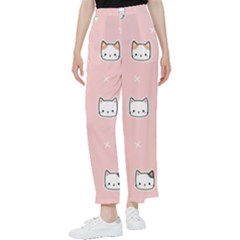 Cute Cat Cartoon Doodle Seamless Pink Pattern Women s Pants  by Grandong