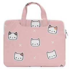 Cute Cat Cartoon Doodle Seamless Pink Pattern Macbook Pro 13  Double Pocket Laptop Bag by Grandong