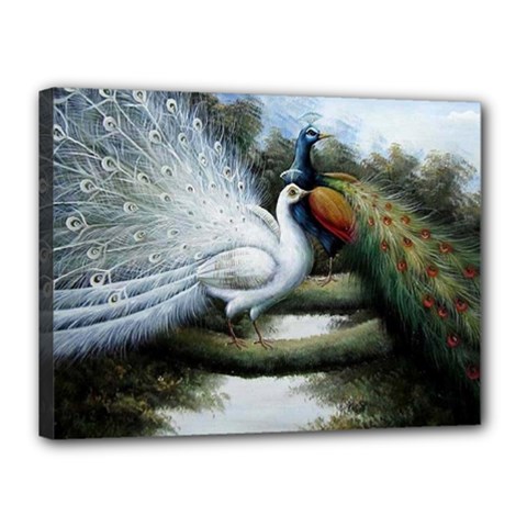 Canvas Oil Painting Two Peacock Canvas 16  X 12  (stretched) by Grandong