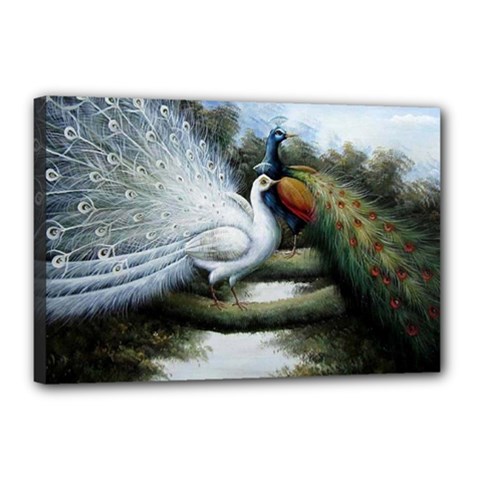 Canvas Oil Painting Two Peacock Canvas 18  X 12  (stretched) by Grandong