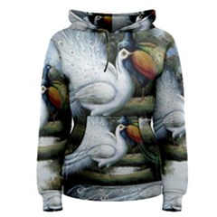 Canvas Oil Painting Two Peacock Women s Pullover Hoodie by Grandong