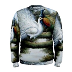 Canvas Oil Painting Two Peacock Men s Sweatshirt by Grandong