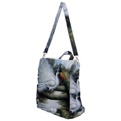 Canvas Oil Painting Two Peacock Crossbody Backpack by Grandong