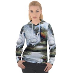 Canvas Oil Painting Two Peacock Women s Overhead Hoodie by Grandong