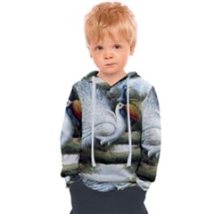 Canvas Oil Painting Two Peacock Kids  Overhead Hoodie by Grandong