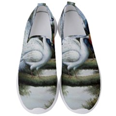 Canvas Oil Painting Two Peacock Men s Slip On Sneakers by Grandong