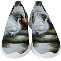 Canvas Oil Painting Two Peacock Kids  Slip On Sneakers by Grandong