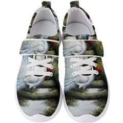 Canvas Oil Painting Two Peacock Men s Velcro Strap Shoes by Grandong