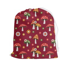 Woodland Mushroom And Daisy Seamless Pattern Drawstring Pouch (2xl) by Grandong