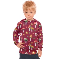 Woodland Mushroom And Daisy Seamless Pattern Kids  Hooded Pullover by Grandong